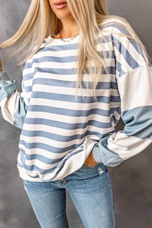 Drop Shoulder Striped Sweater