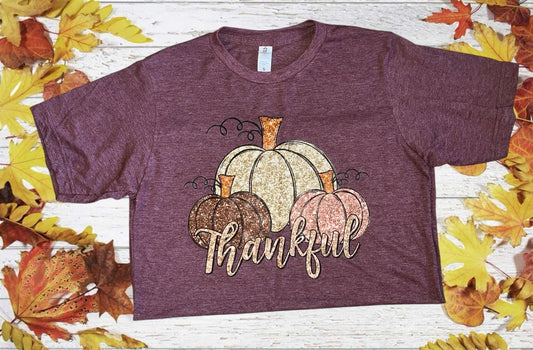 Thankful Glitter Pumpkins Tee