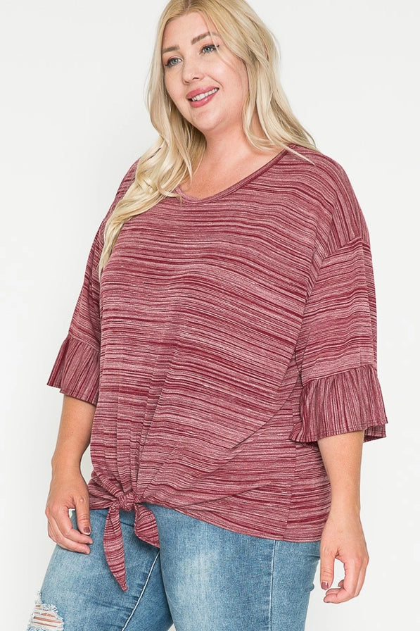 Ruffle Sleeve Knotted Top