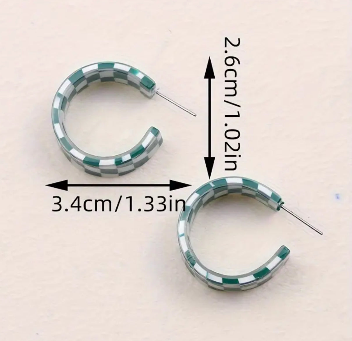 Checkered Acrylic Hoop Earrings