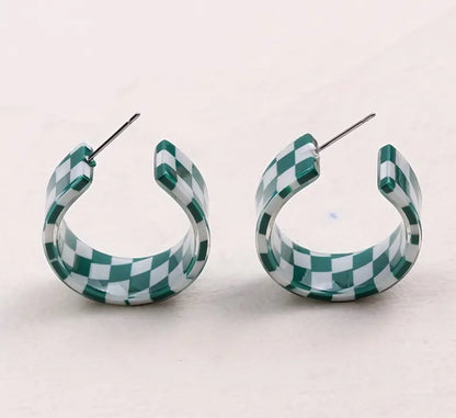 Checkered Acrylic Hoop Earrings