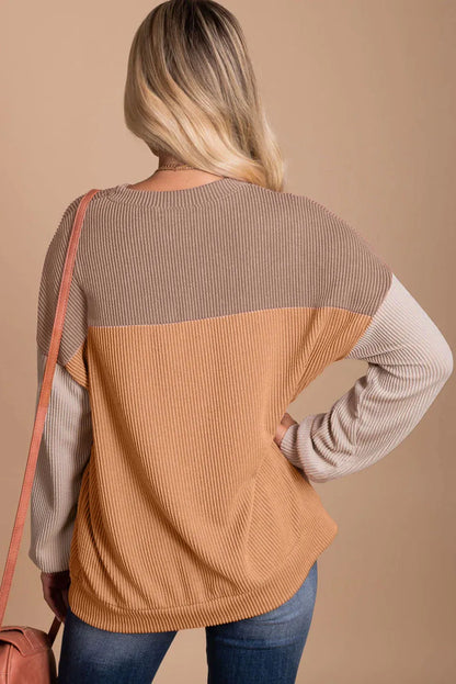 Color Block Ribbed Loose Sweater