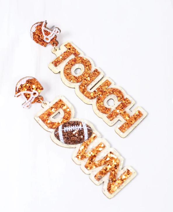 Touch Down Glitter Earrings - Orange