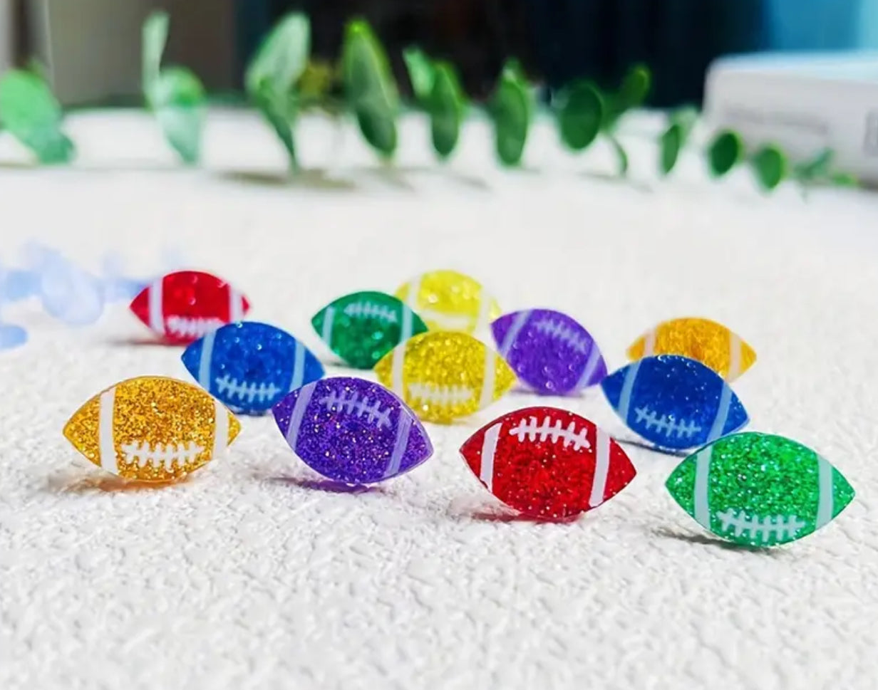 Glitter Acrylic Football Stud