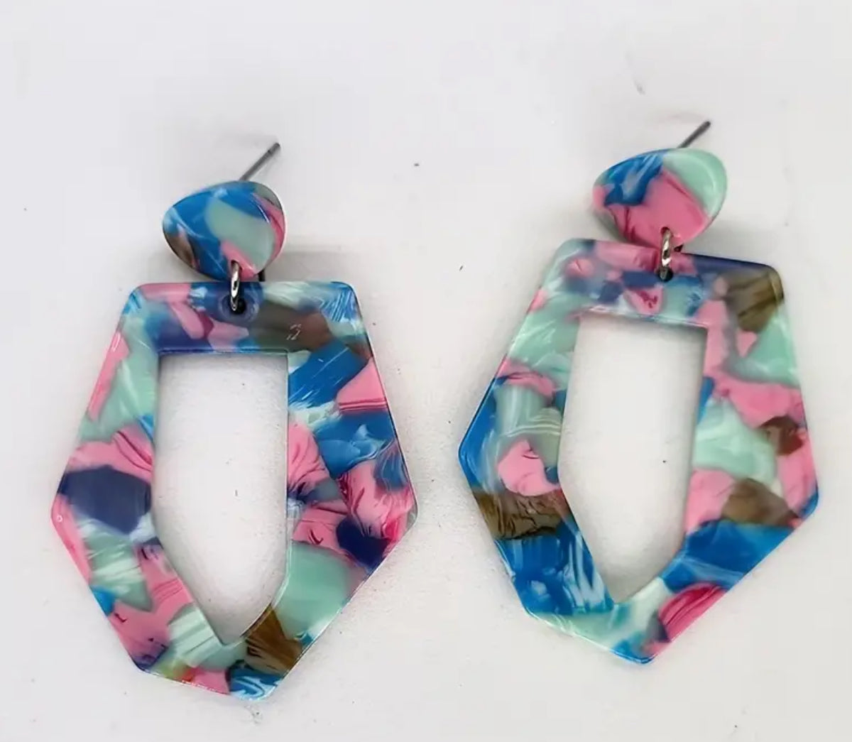 Pink/Blue Geo Acrylic Earring