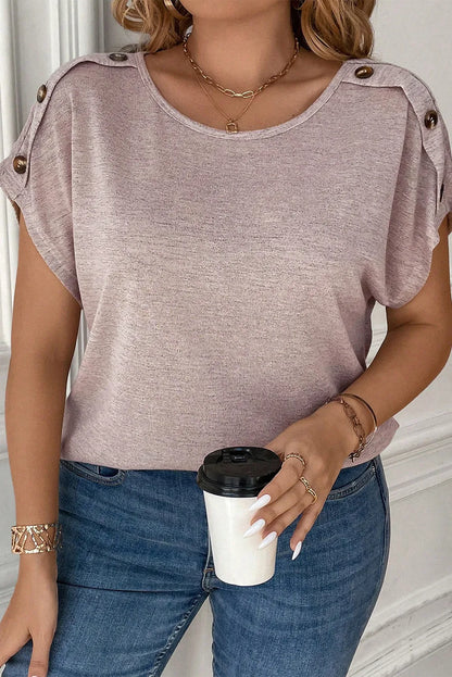 Curvy Button Detail Batwing Sleeve Top