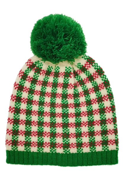 CC Checkered Pom Beanie