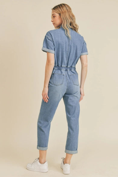 Multi Pocket Denim Jumpsuit