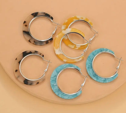 Marble Acrylic Hoop Earrings