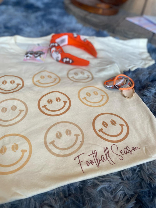 Smiley Football Season Tee