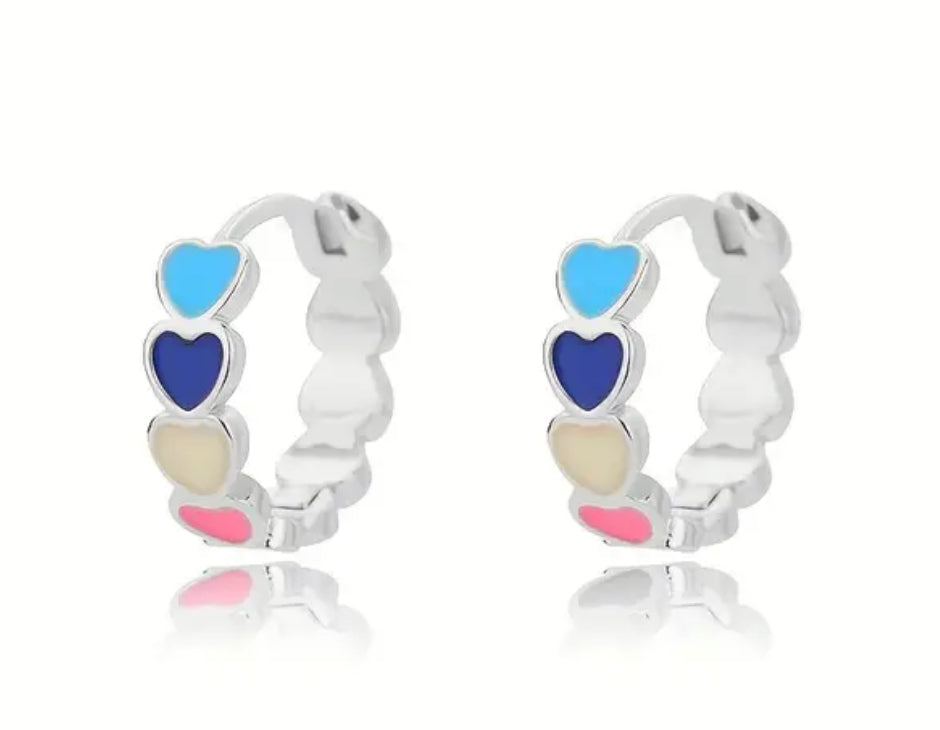 Colorful Heart Huggie Earrings