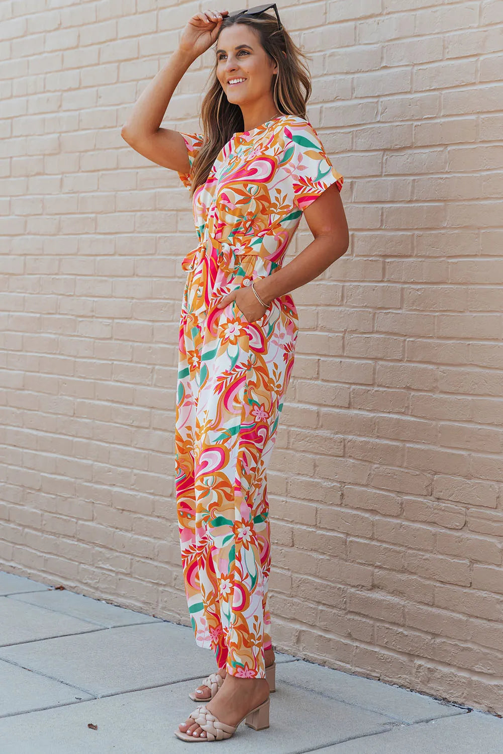 Retro Abstract Printed Jumpsuit