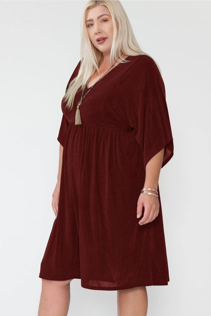 Curvy V-Neck Midi Dress