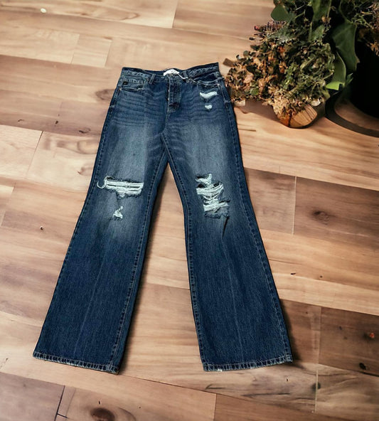 Button Fly Distressed Kan Can Jeans