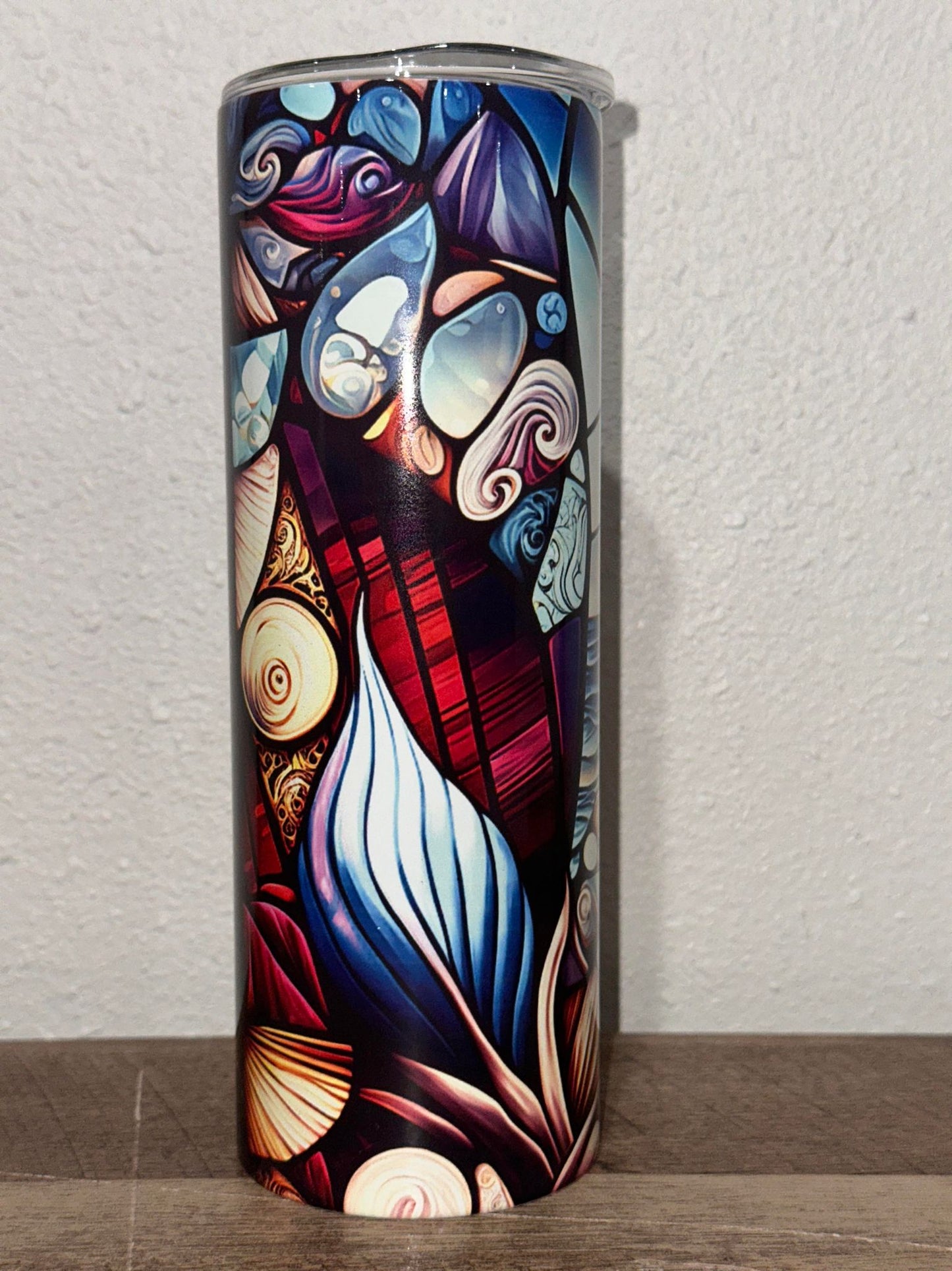 Stained Glass Beach Scene Tumbler