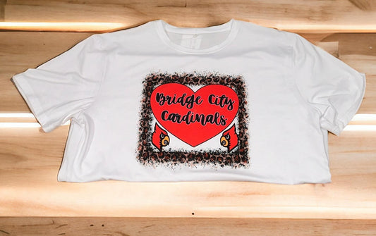 Bridge City Cardinals Leopard Heart