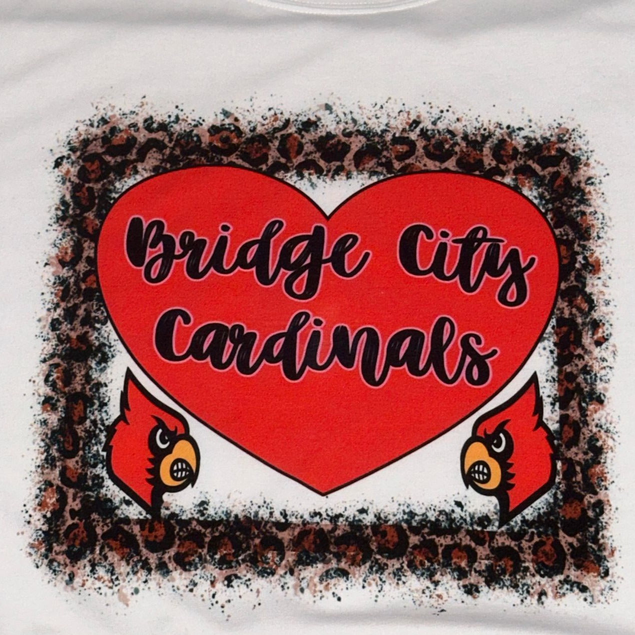 Bridge City Cardinals Leopard Heart