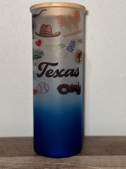 Texas Icons Glass Ombre Tumbler