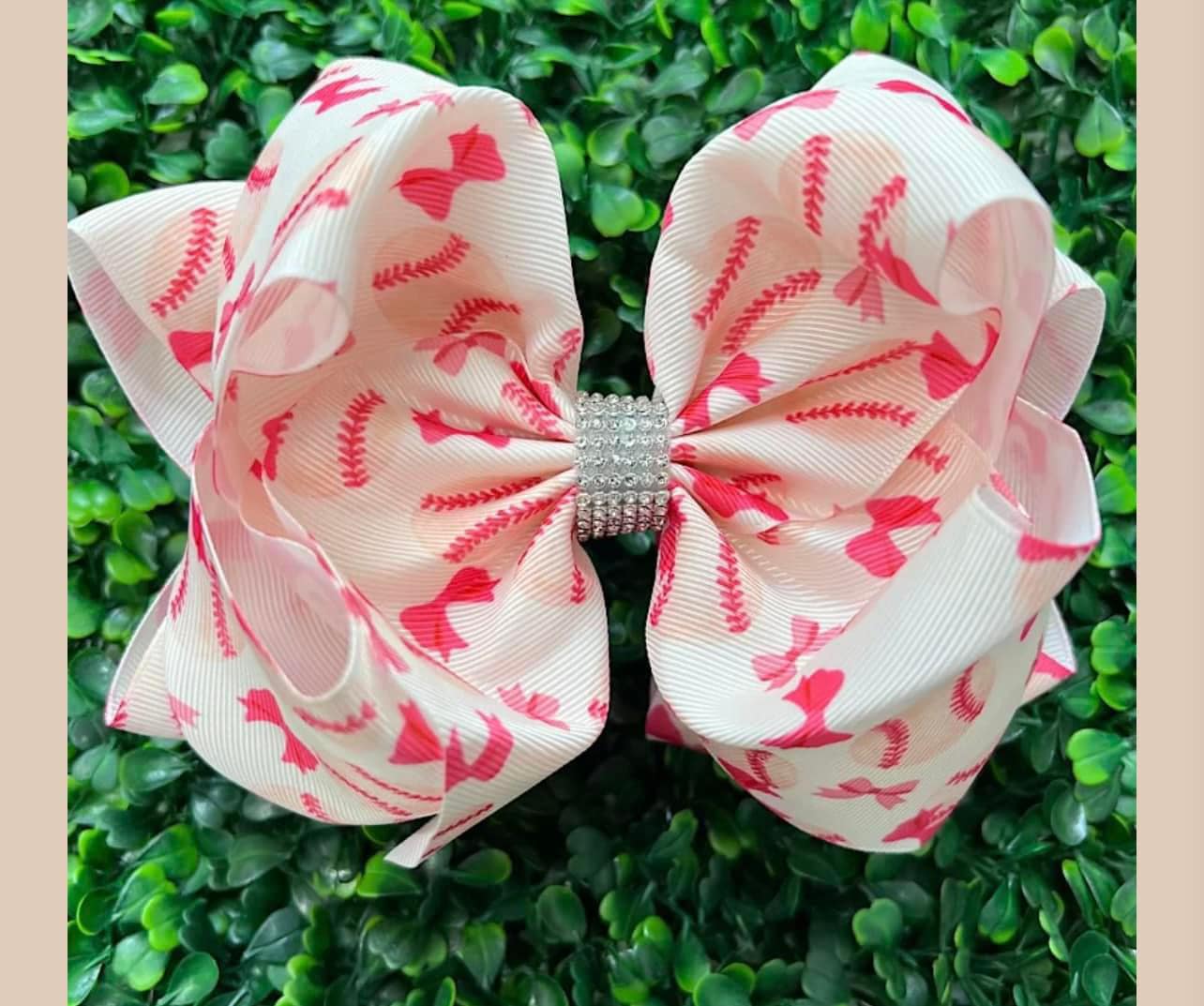 Pink Baseball Bow