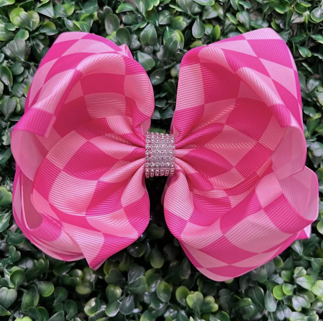 Pink Checkered Bow