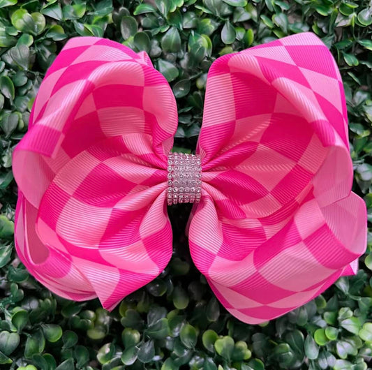 Pink Checkered Bow