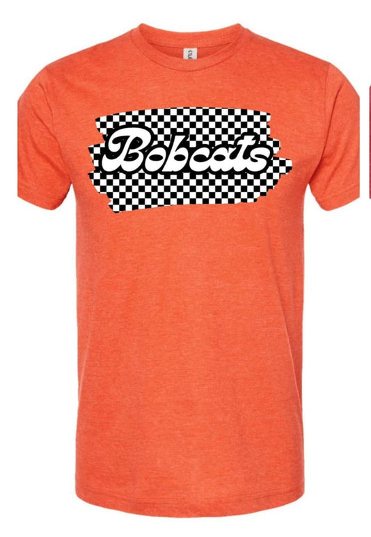 Retro Bobcats Checkered Adult Tee