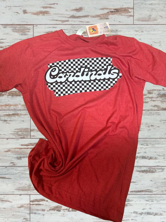 Retro Cardinals Checkered Adult Tee