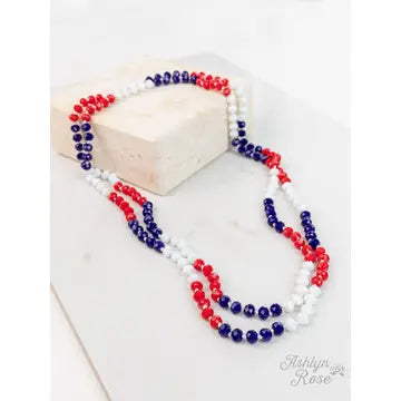 Patriotic Beaded Wrap Necklace