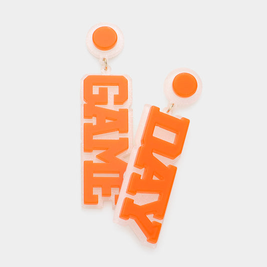 Game Day Acrylic Earrings - Orange