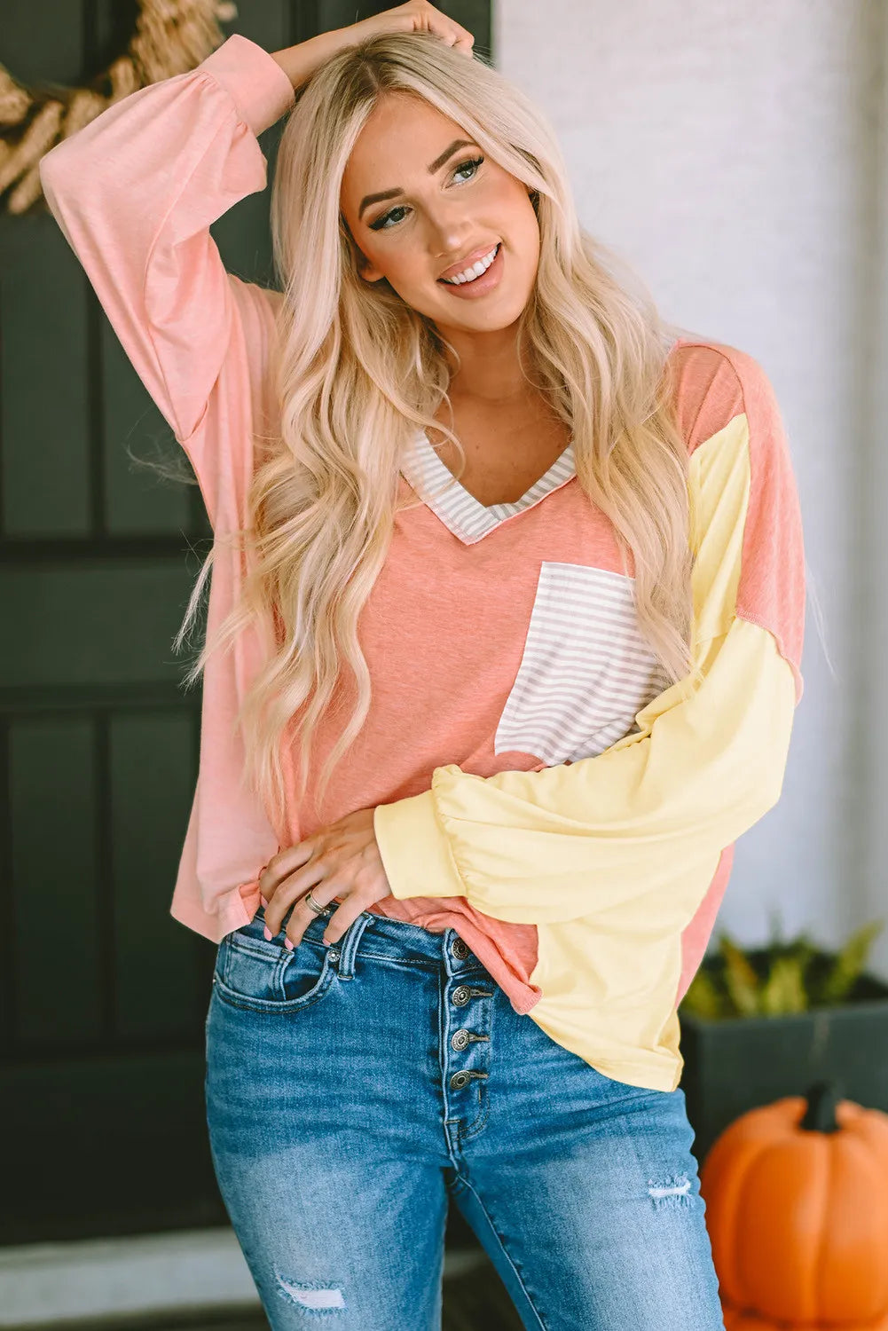 Striped Colorblock Long Sleeve Top