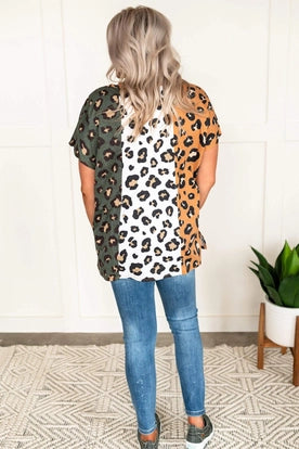 Leopard Print Contrast Top