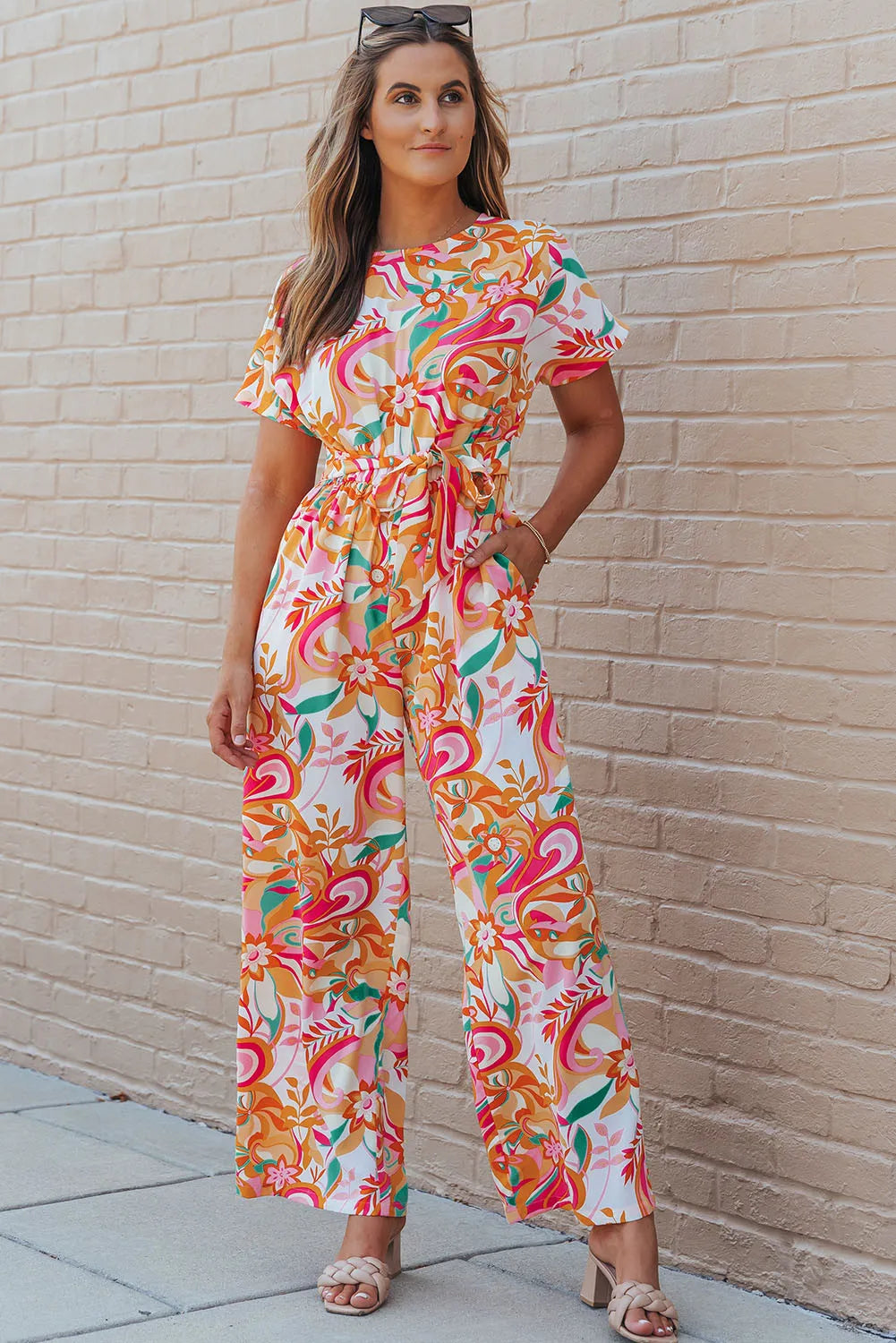 Retro Abstract Printed Jumpsuit