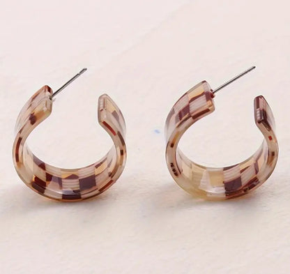 Checkered Acrylic Hoop Earrings