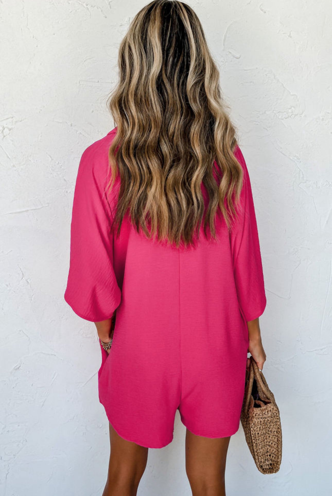 Half Button Collared Loose Romper