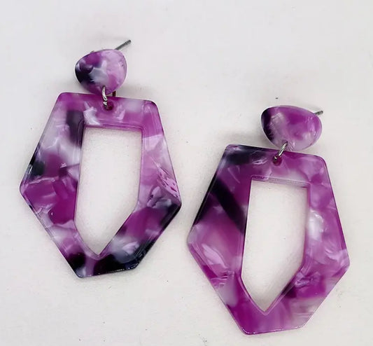 Purple Geo Acrylic Earrings