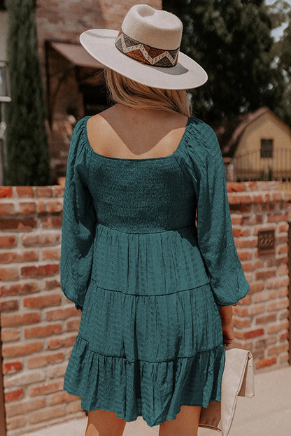 Bishop Sleeve Smocked Tiered Dress