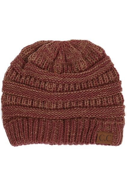 CC Two-Tone Color Knit Beanie