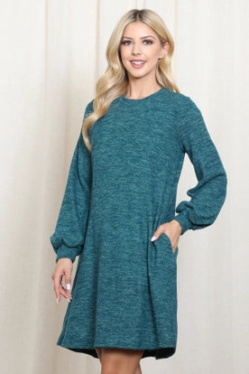 Puff Sleave Sweater Dress