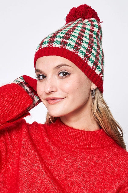 CC Checkered Pom Beanie