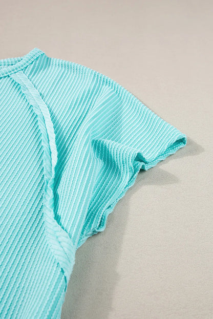 Ribbed Exposed Seam Top