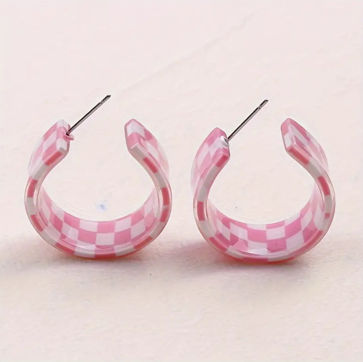 Checkered Acrylic Hoop Earrings