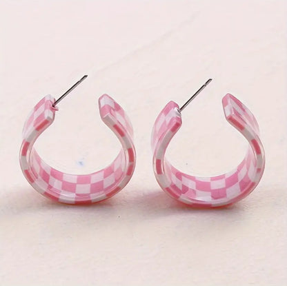 Checkered Acrylic Hoop Earrings