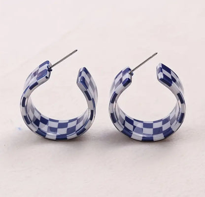 Checkered Acrylic Hoop Earrings