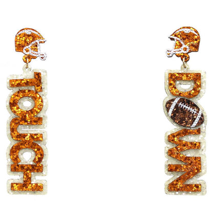 Touch Down Glitter Earrings - Orange