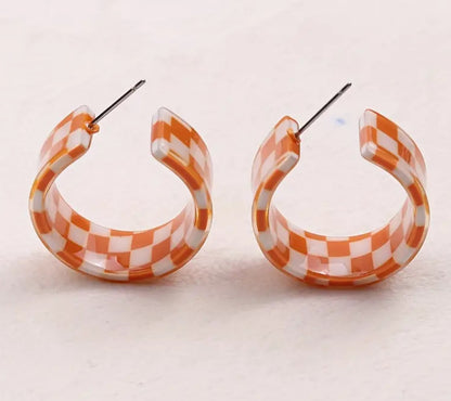 Checkered Acrylic Hoop Earrings