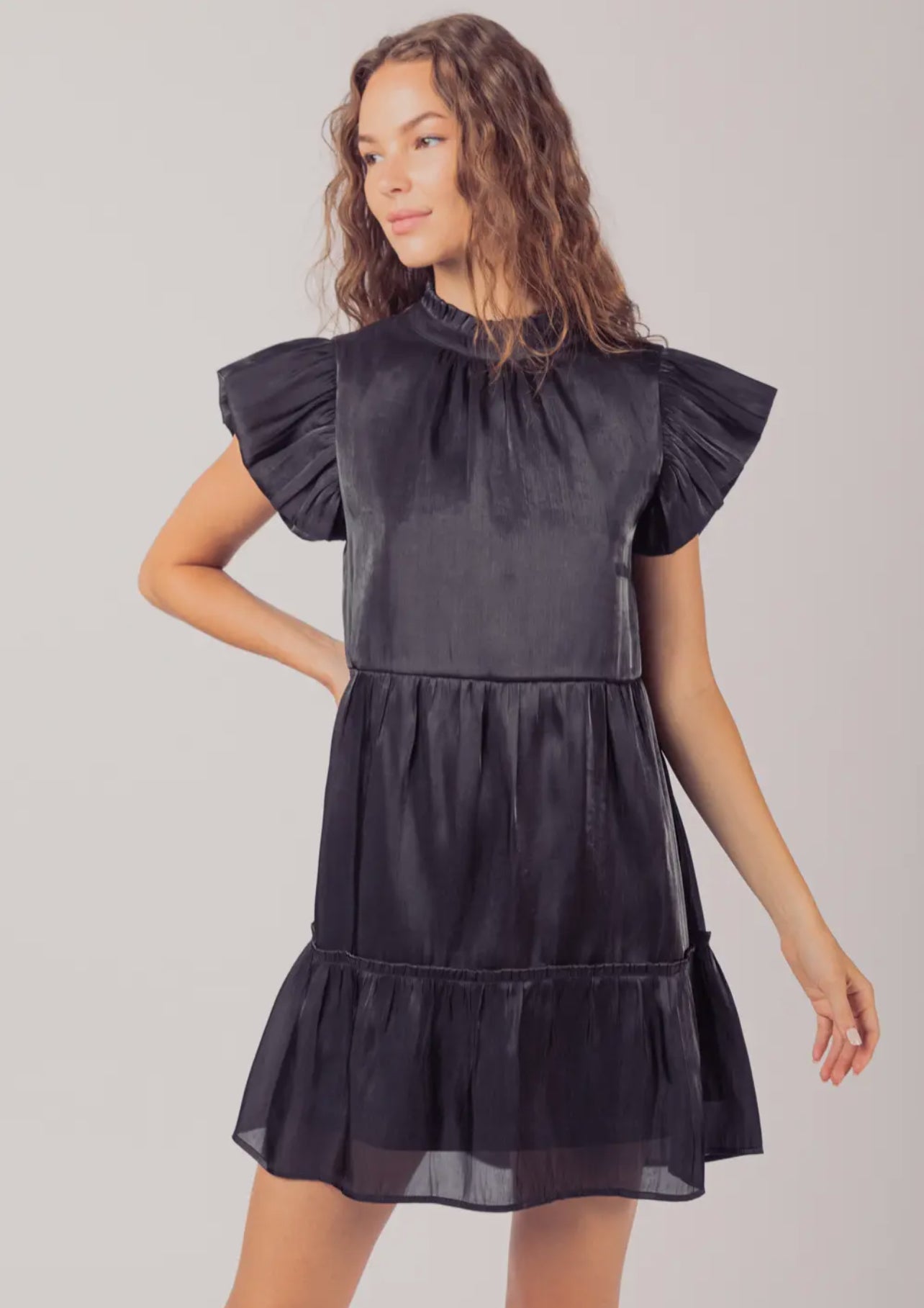 Satin Ruffle Dress