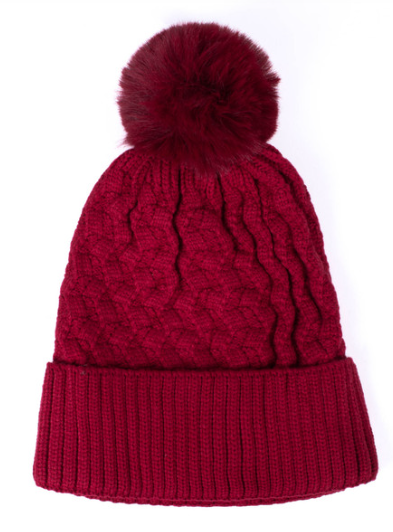 Adult Cable Knit Beanie w/ Pom