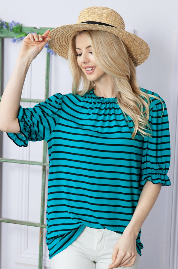 Curvy Ruched Sleeve Top