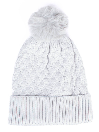 Adult Cable Knit Beanie w/ Pom