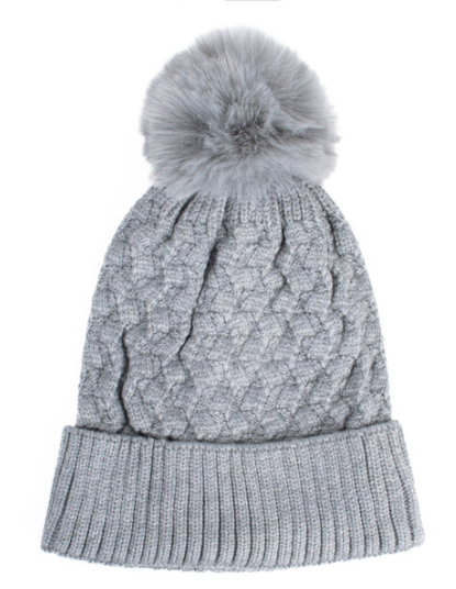 Adult Cable Knit Beanie w/ Pom